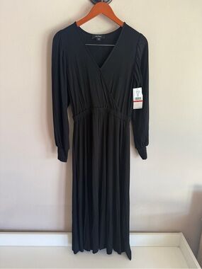 Karen Kane Black Long Sleeve Wrap Maxi Dress. NWT XS